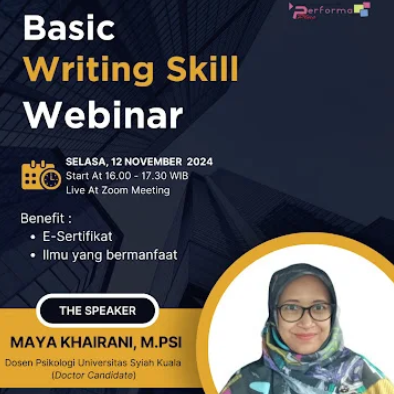 Direktur Utama Performa Plus Consultan Buka Webinar Basic Writing Skill Training